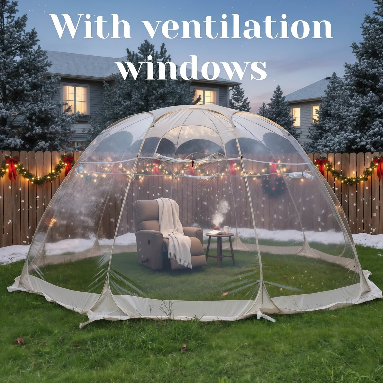 Tente ronde transparente pop-up en PVC pour jardin