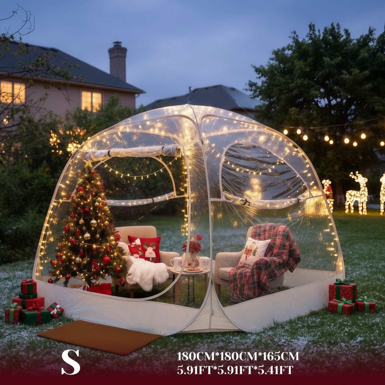 Tente ronde transparente pop-up en PVC pour jardin