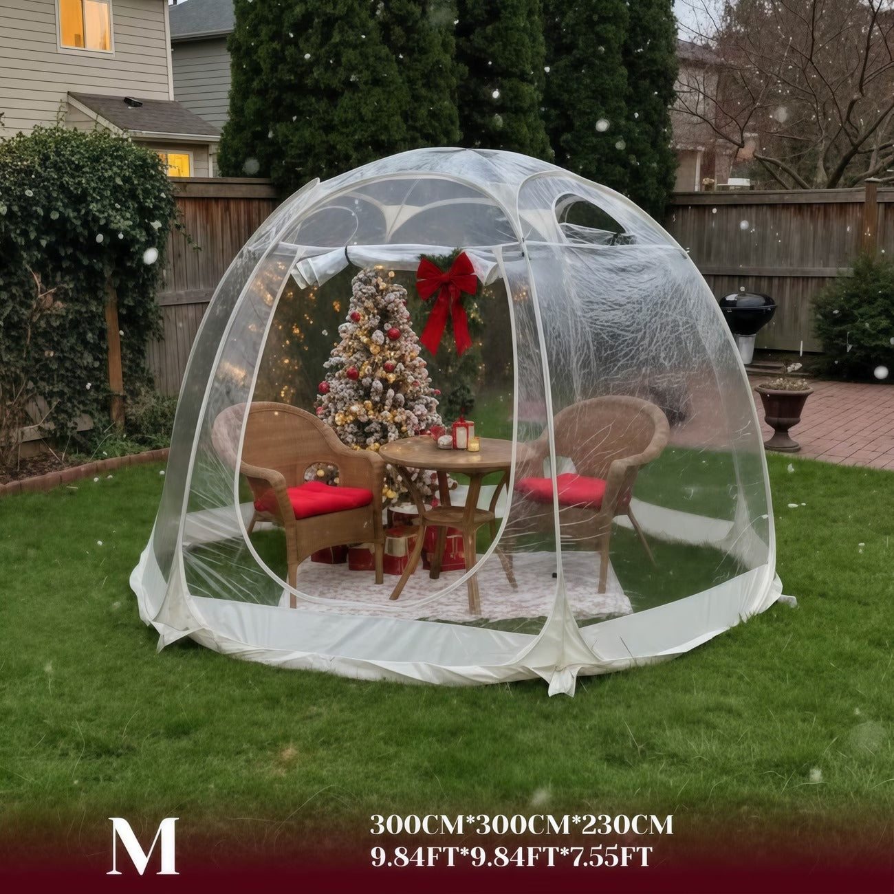 Tente ronde transparente pop-up en PVC pour jardin