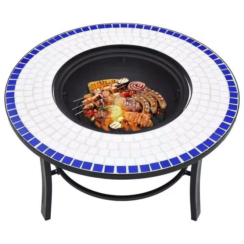 Brasero pliable mosaïque bleu 68 cm