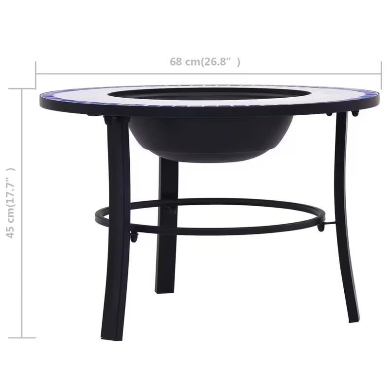 Brasero pliable mosaïque bleu 68 cm