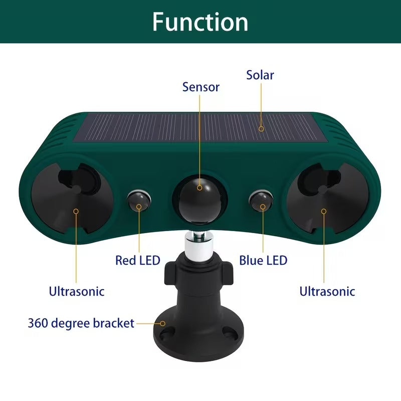 Répulsif solaire à ultrasons pour animaux
