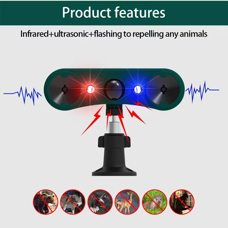 Répulsif solaire à ultrasons pour animaux