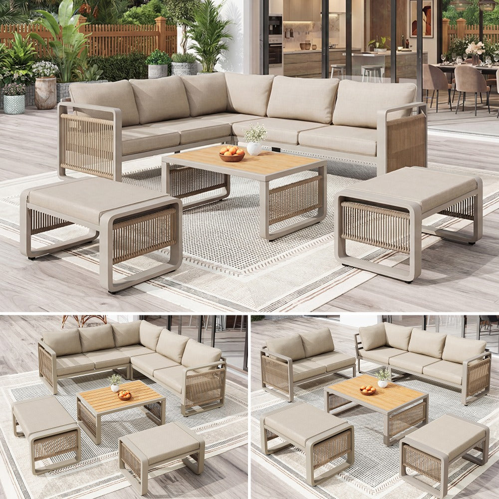 Salon de jardin design en corde 6 pièces
