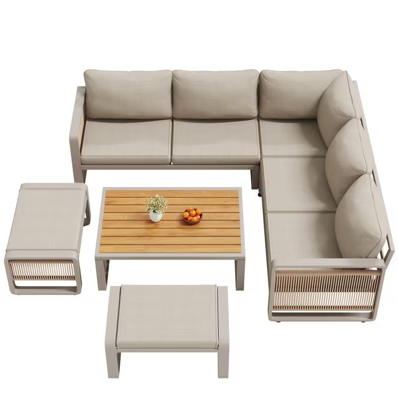 Salon de jardin design en corde 6 pièces