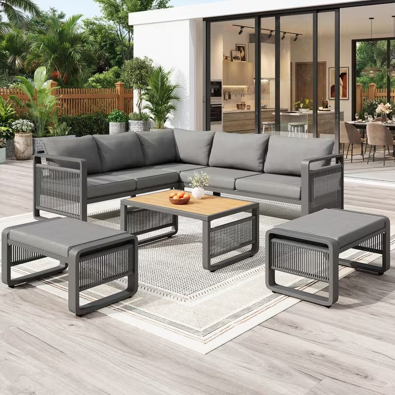 Salon de jardin design en corde 6 pièces