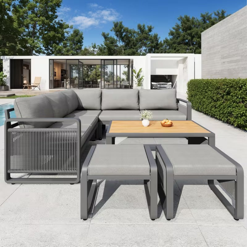 Salon de jardin design en corde 6 pièces