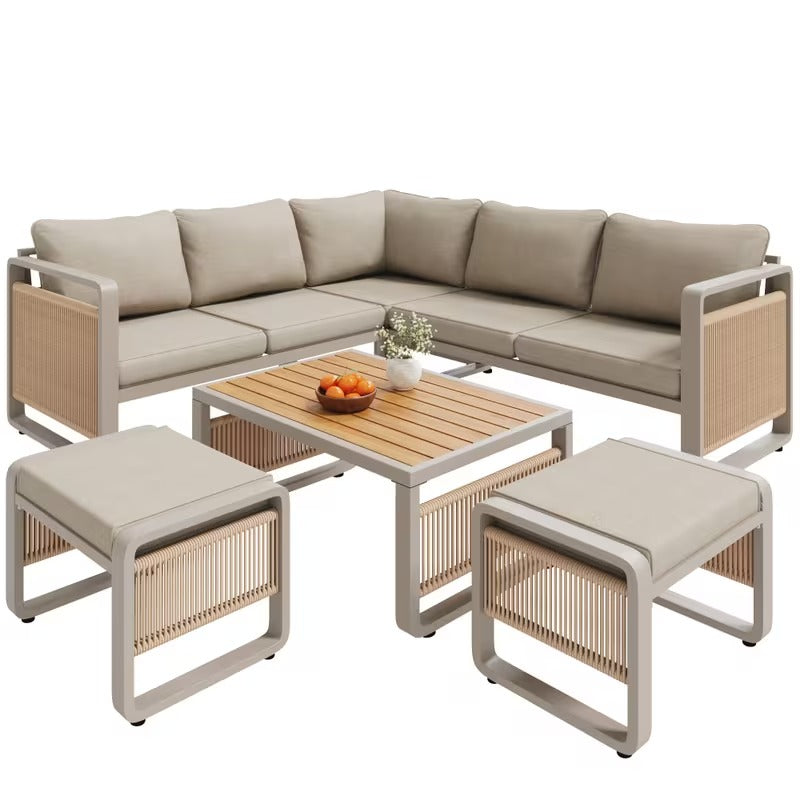 Salon de jardin design en corde 6 pièces
