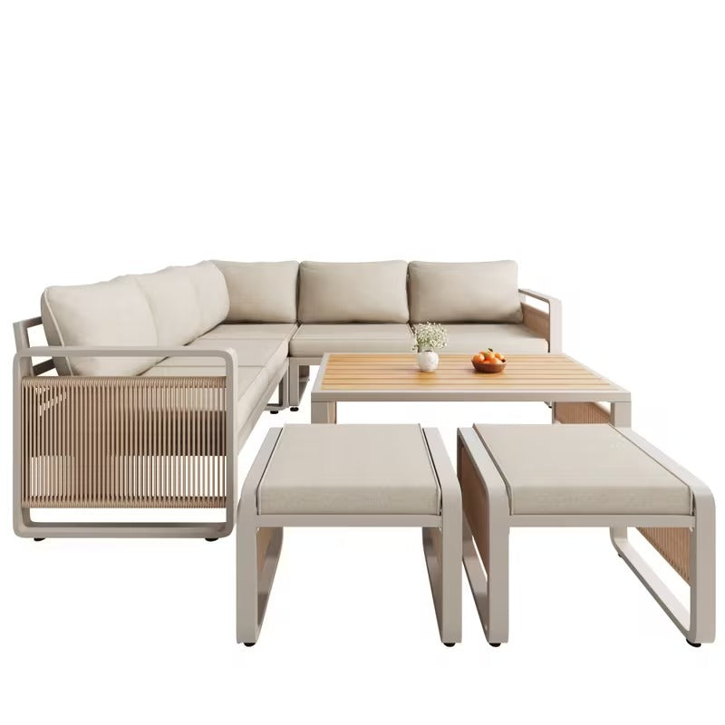 Salon de jardin design en corde 6 pièces