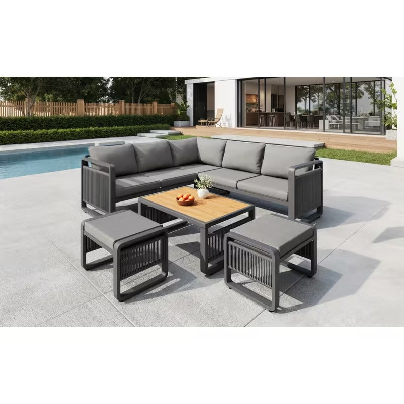 Salon de jardin design en corde 6 pièces
