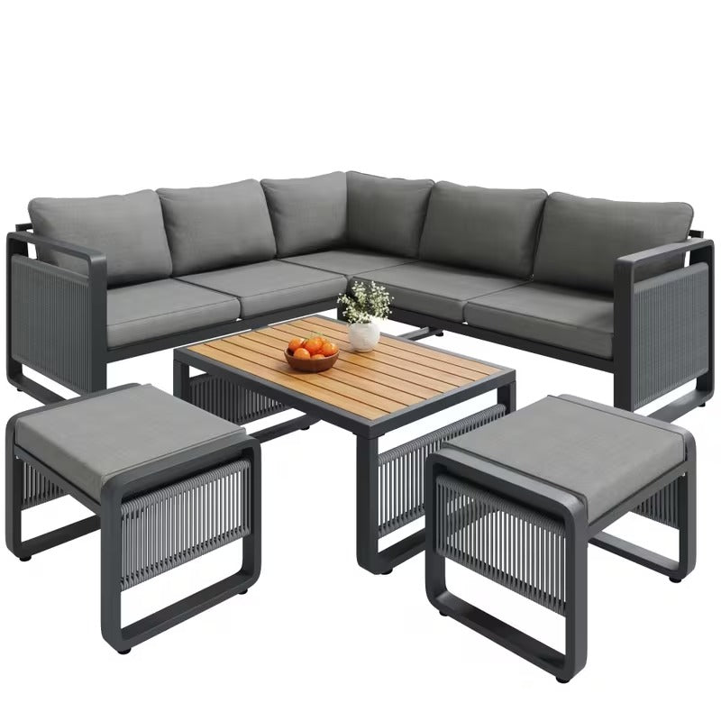 Salon de jardin design en corde 6 pièces