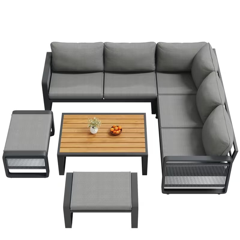 Salon de jardin design en corde 6 pièces