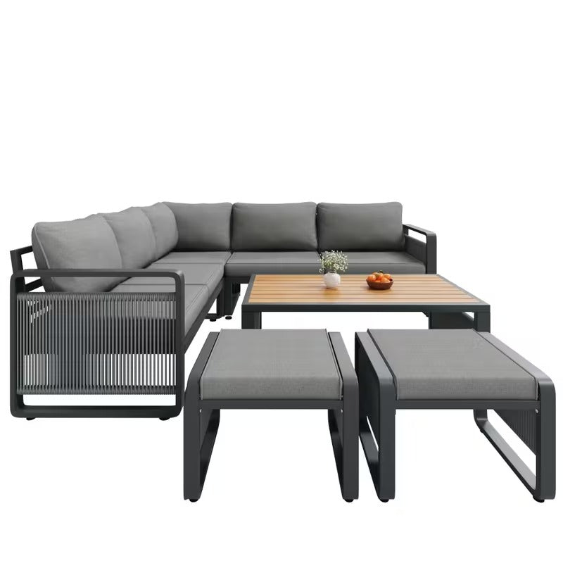 Salon de jardin design en corde 6 pièces