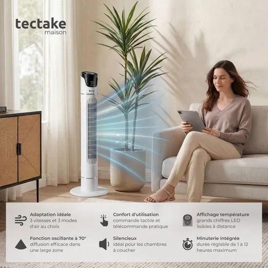 Ventilateur colonne TECTAKE 110 cm télécommandé
