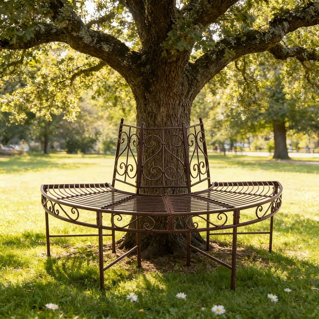 Banc de jardin demi-rond en fer