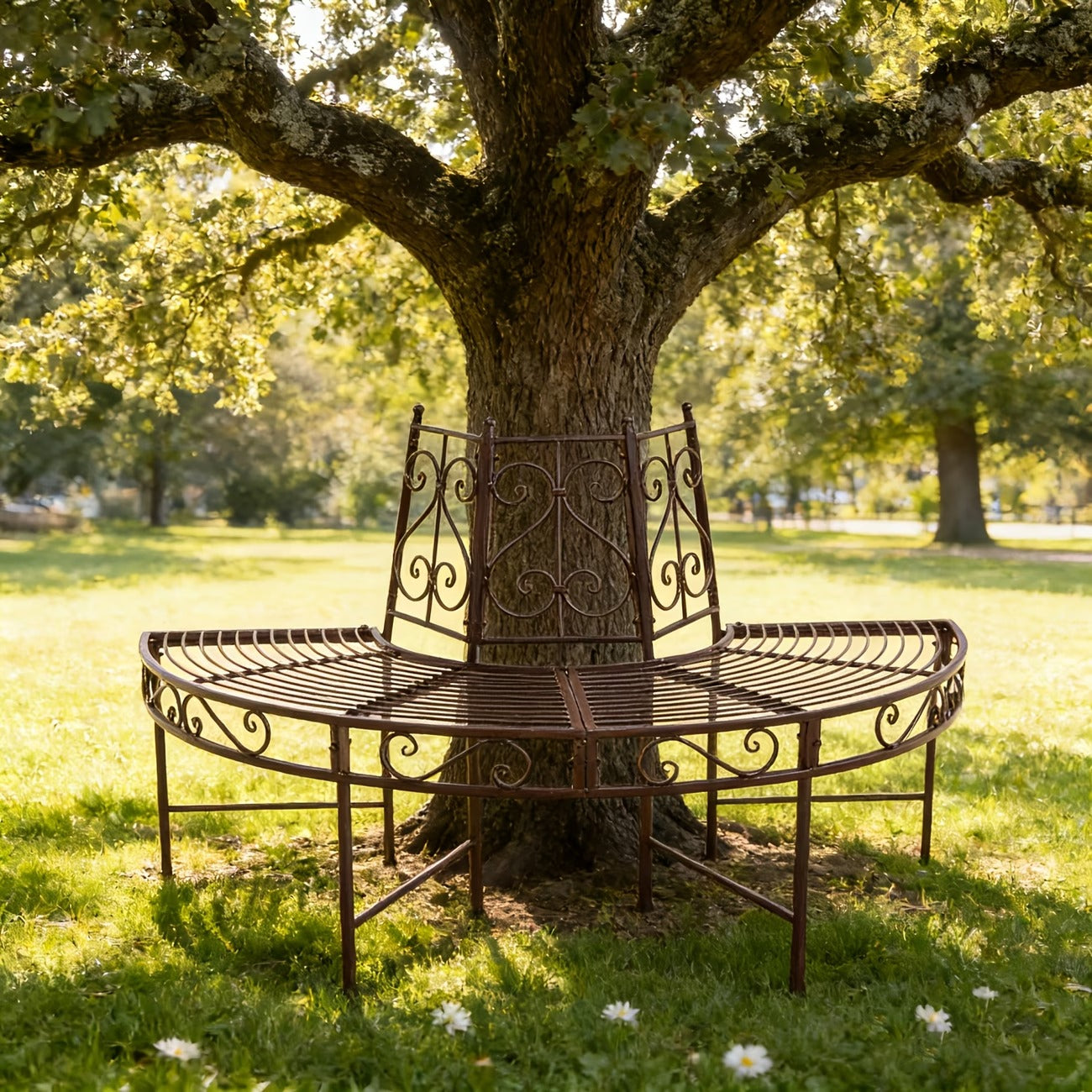 Banc de jardin demi-rond en fer