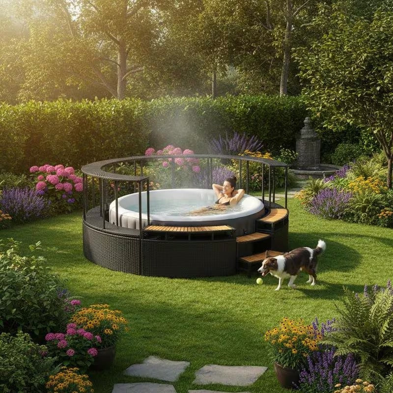 Habillage spa jacuzzi en résine tressée 243 cm