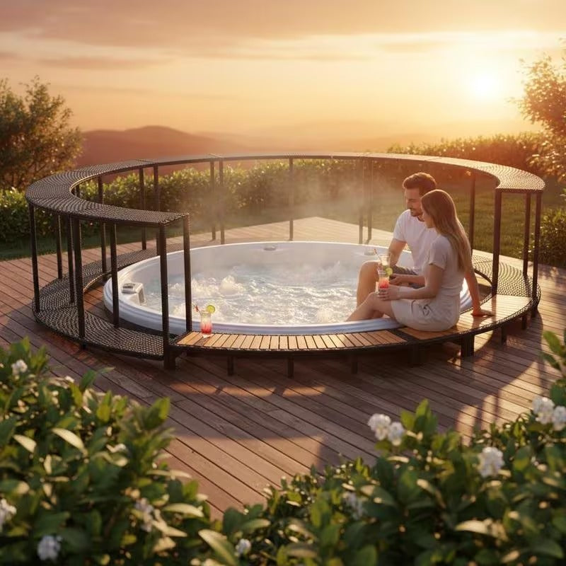 Habillage spa jacuzzi en résine tressée 243 cm