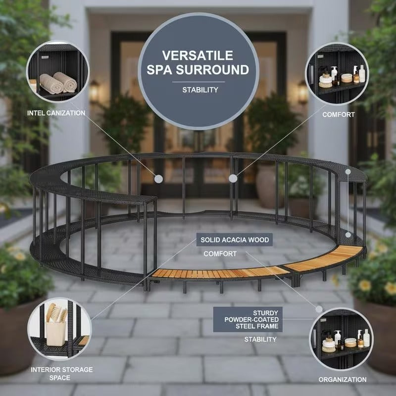 Habillage spa jacuzzi en résine tressée 243 cm