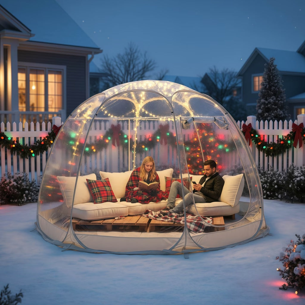 Tente ronde transparente pop-up en PVC pour jardin