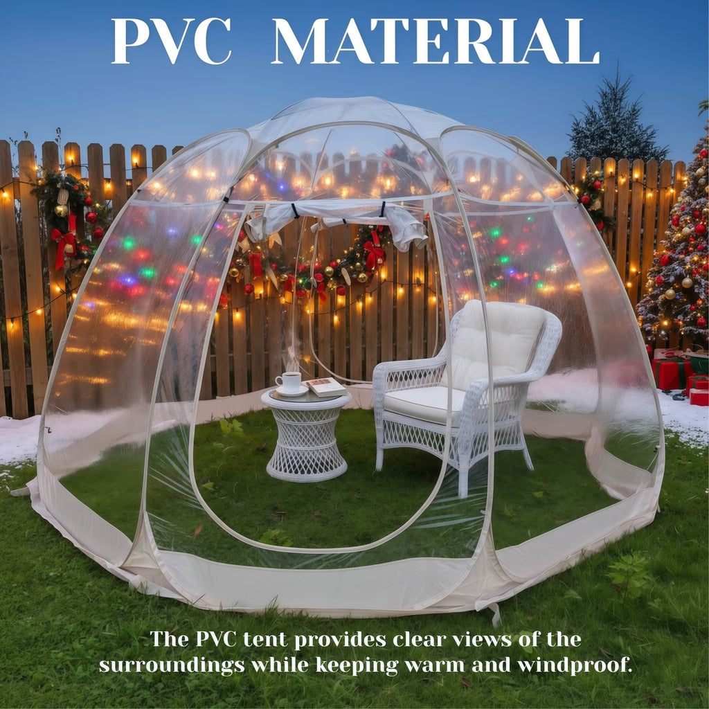 Tente ronde transparente pop-up en PVC pour jardin