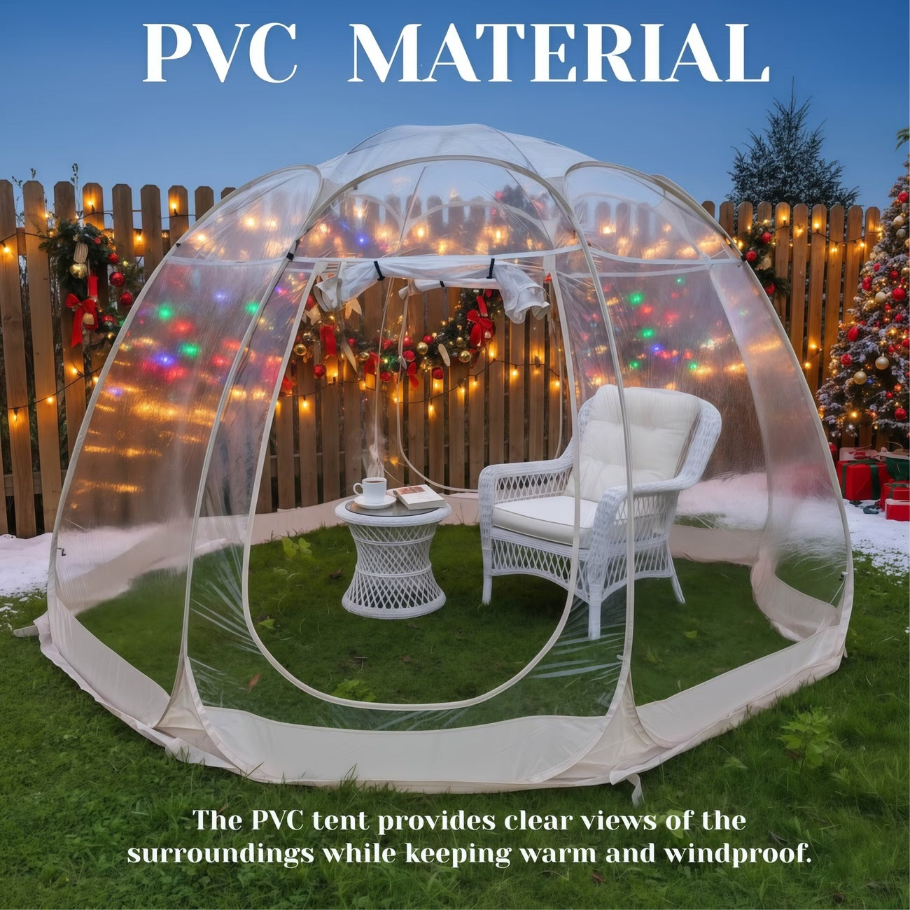 Tente ronde transparente pop-up en PVC pour jardin