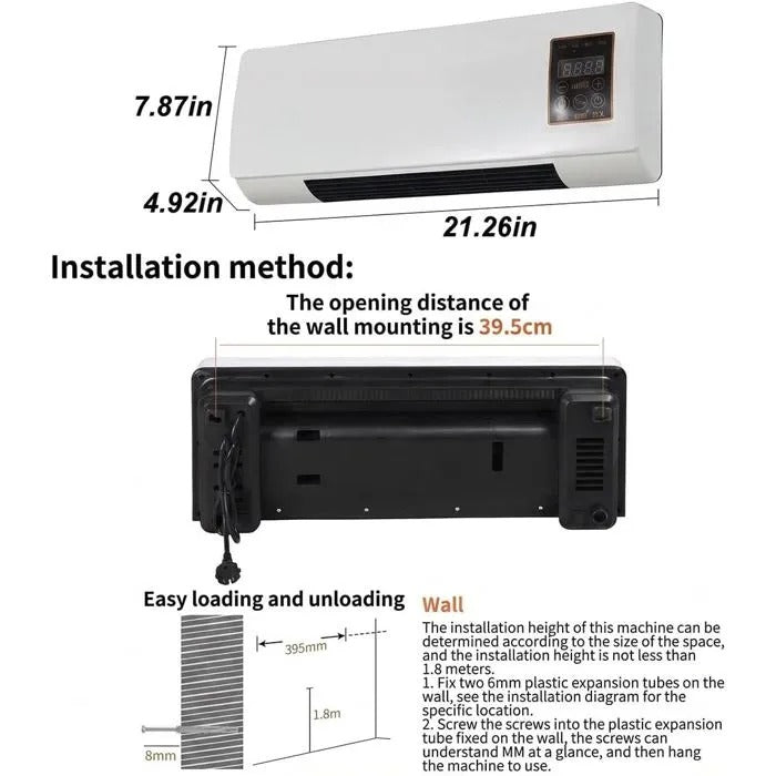 Ventilateur mural chaud/froid avec télécommande