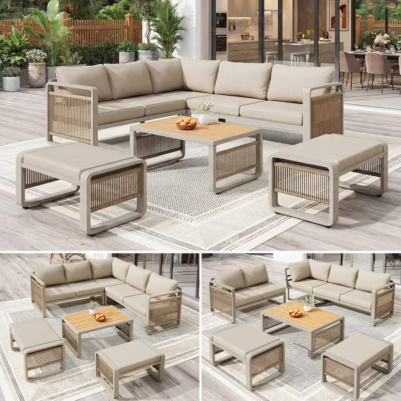Salon de jardin design en corde 6 pièces
