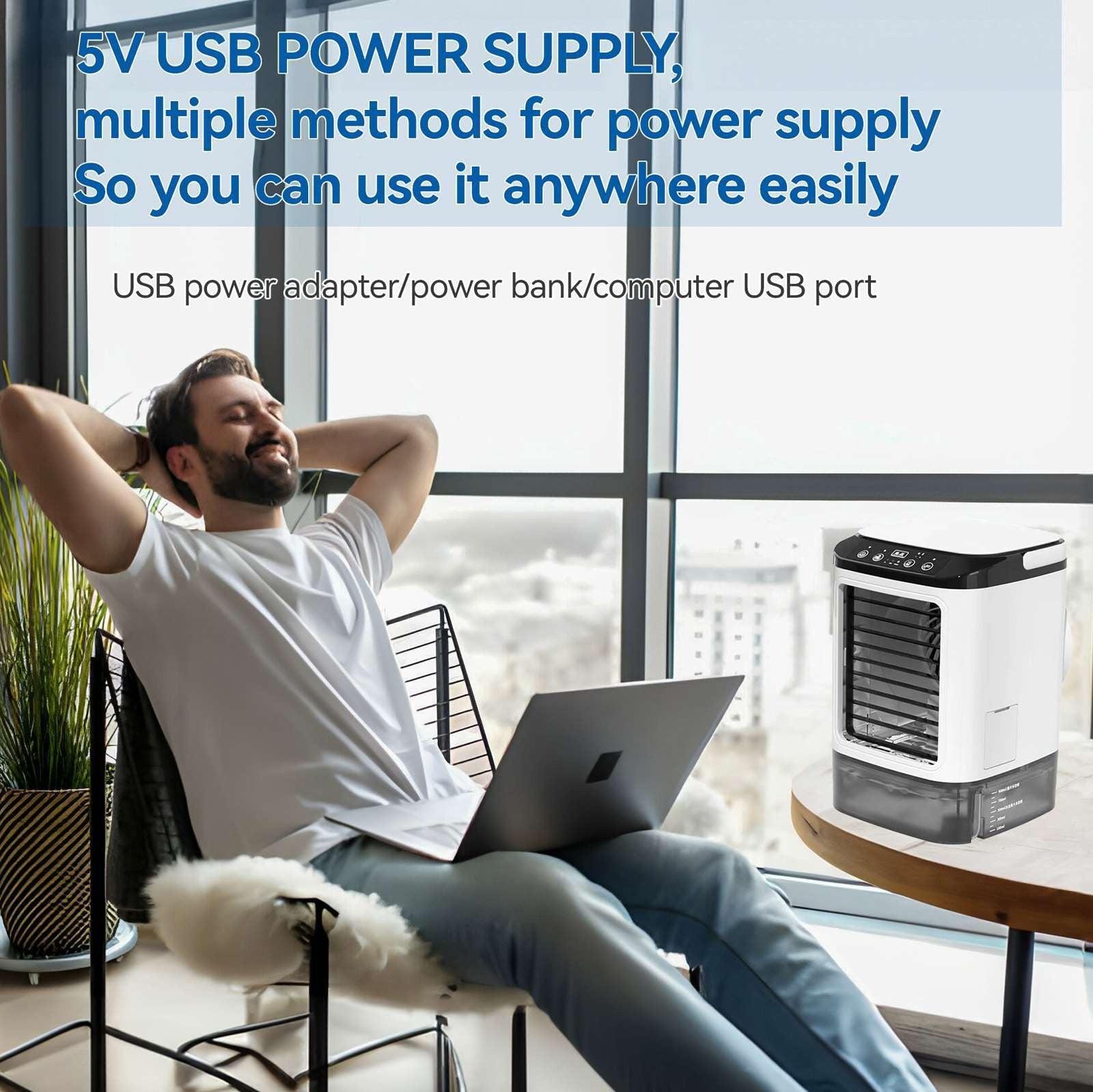 Rafraîchisseur d’air portable 3 vitesses avec brume