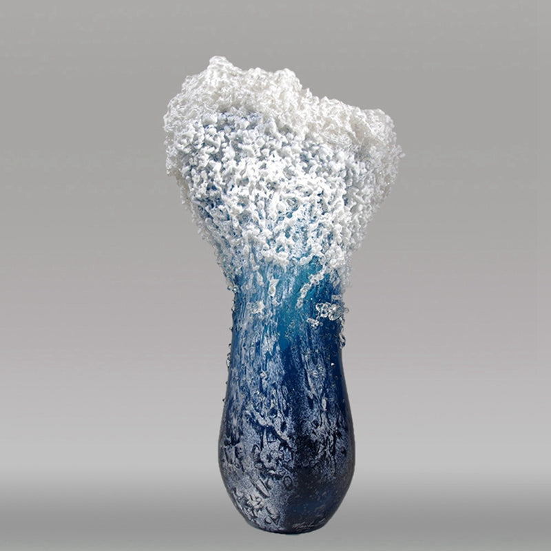 Vase Ondulé Bleu en Résine