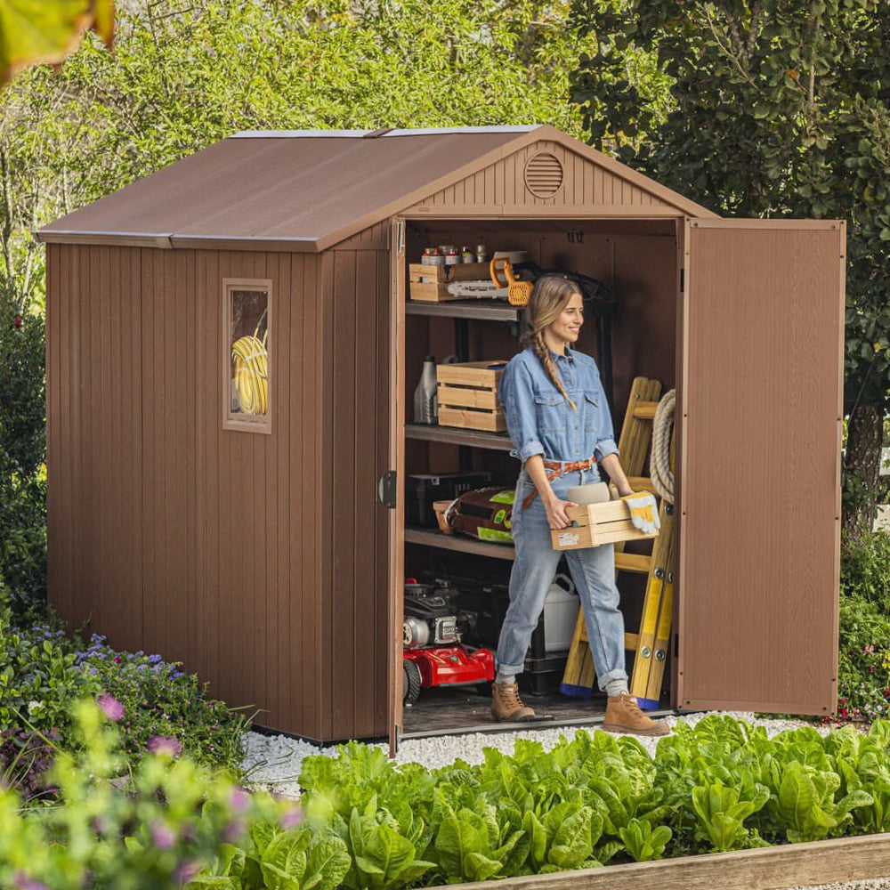 Keter Darwin – Abri de jardin 4×6 ou 6×8 marron