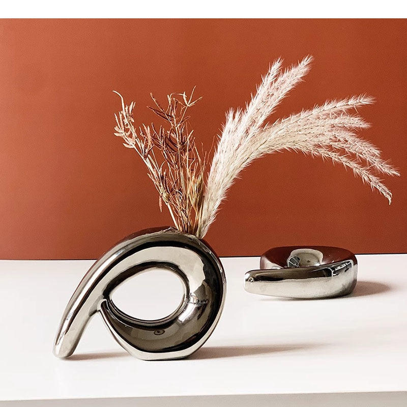 Vase en Céramique Galvanisée – Élégance Rétro pour Votre Intérieur