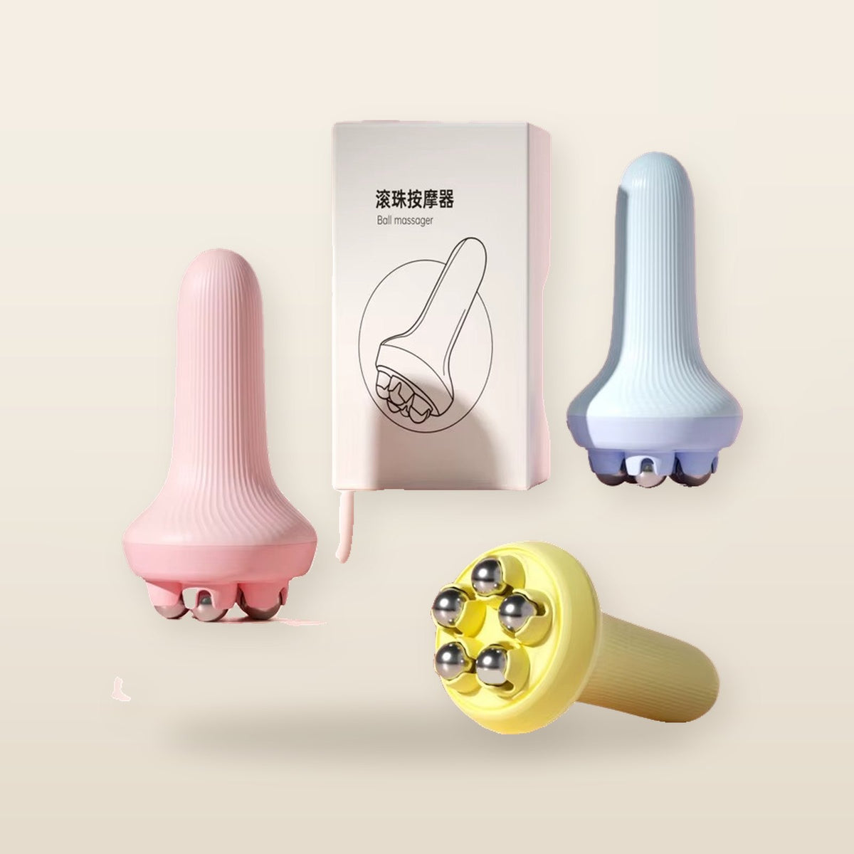 Masseur à Rouleaux Manuel – 5 Perles en Acier