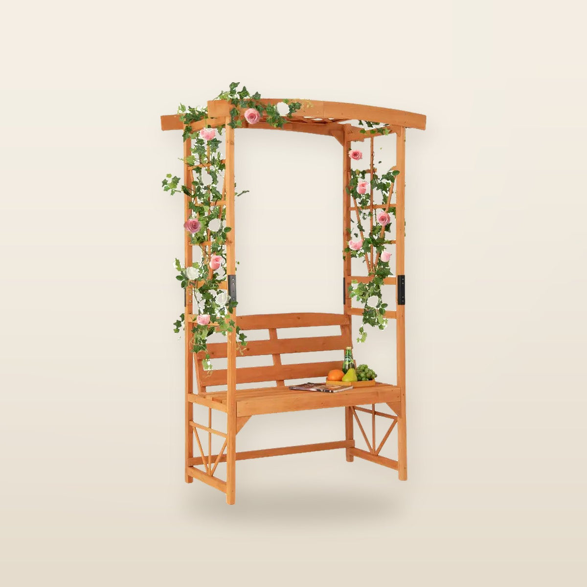 Arche de Jardin avec Banc 2 Places – Siège Décoratif en Bois