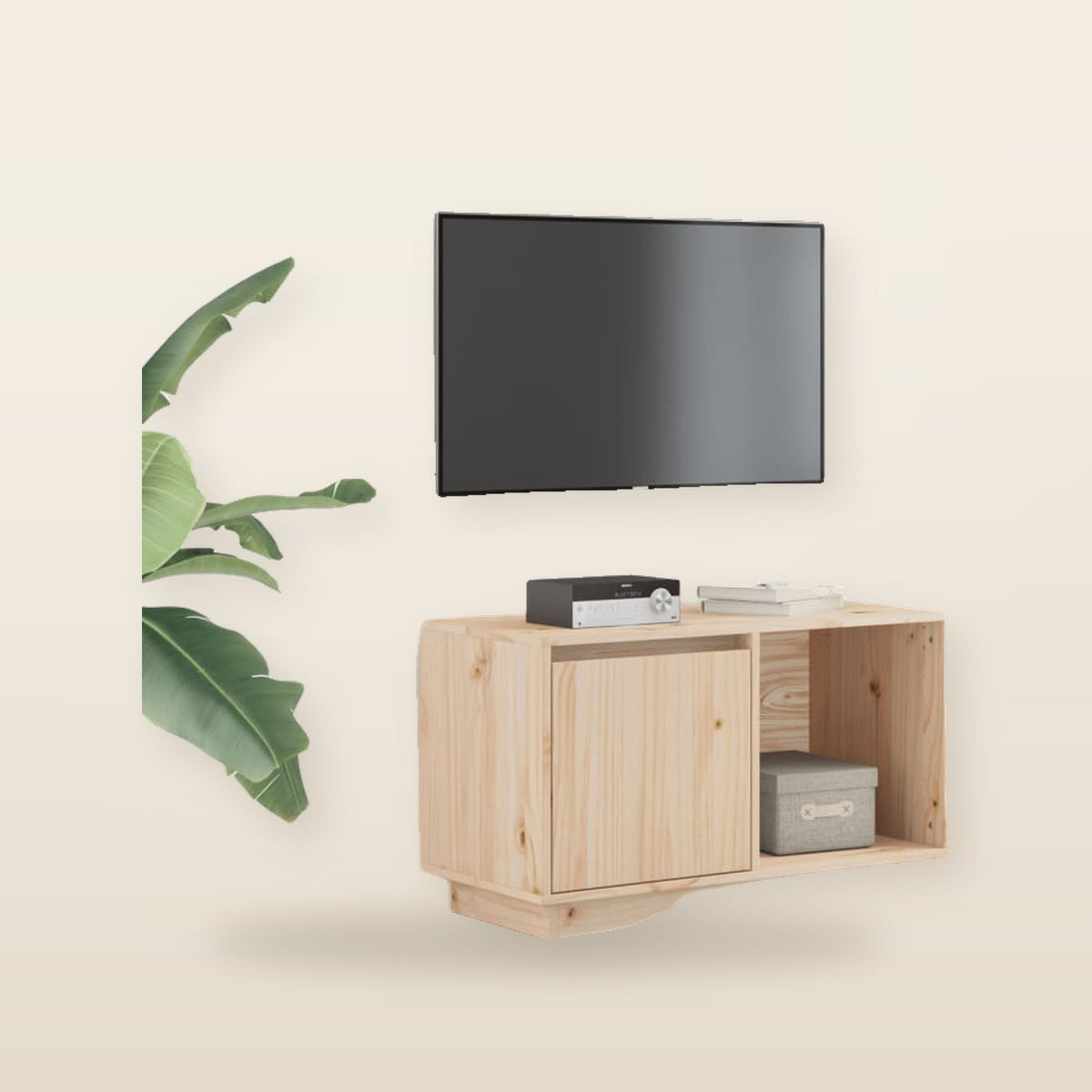 Meuble TV en Bois Massif 74 × 35 × 44 cm – Design Épuré et Naturel