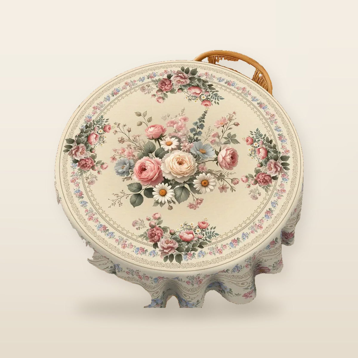 Nappe Florale Élégante Vintage – Roses, Hortensias & Tournesols