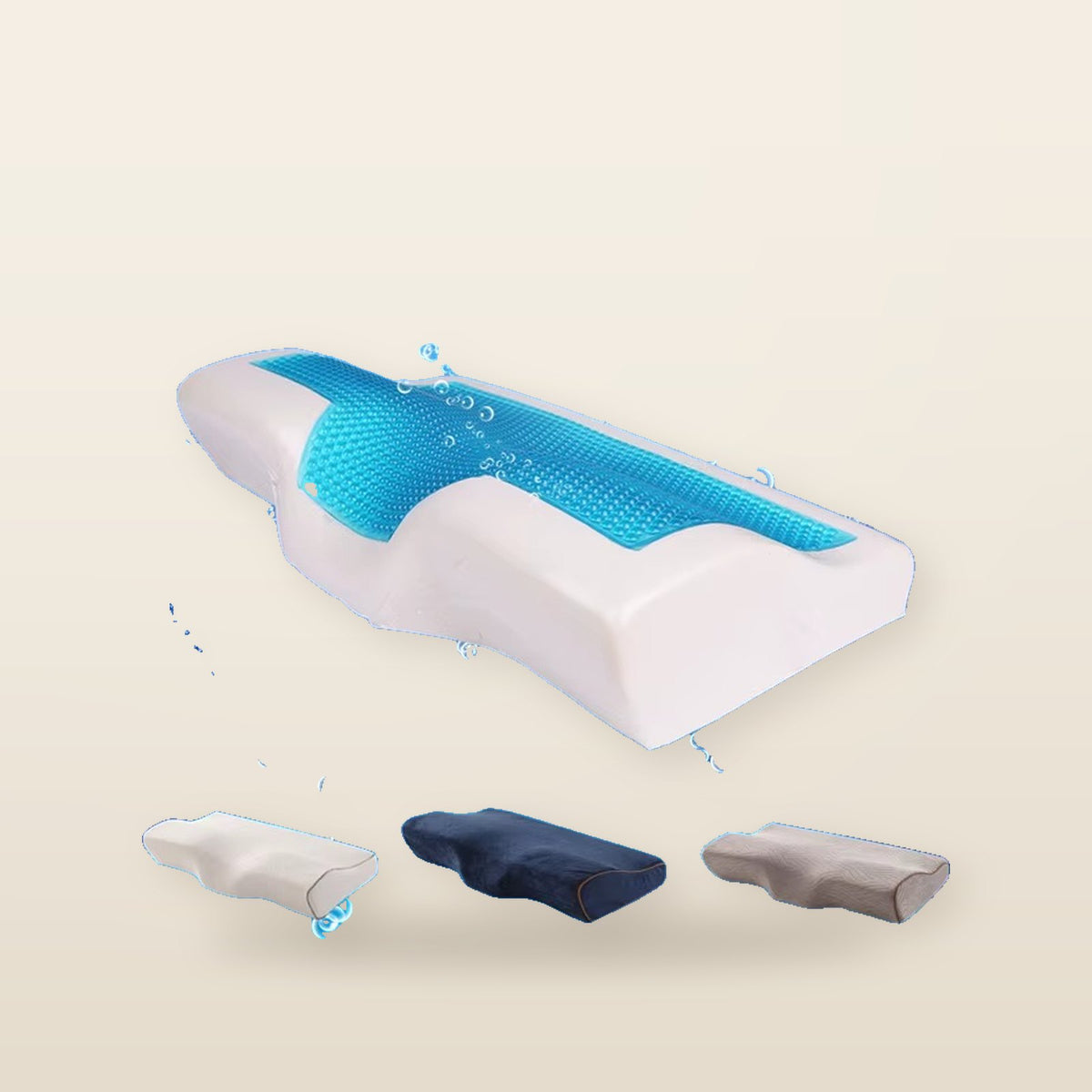 Oreiller en Mousse à Mémoire de Forme Papillon avec Gel de Refroidissement
