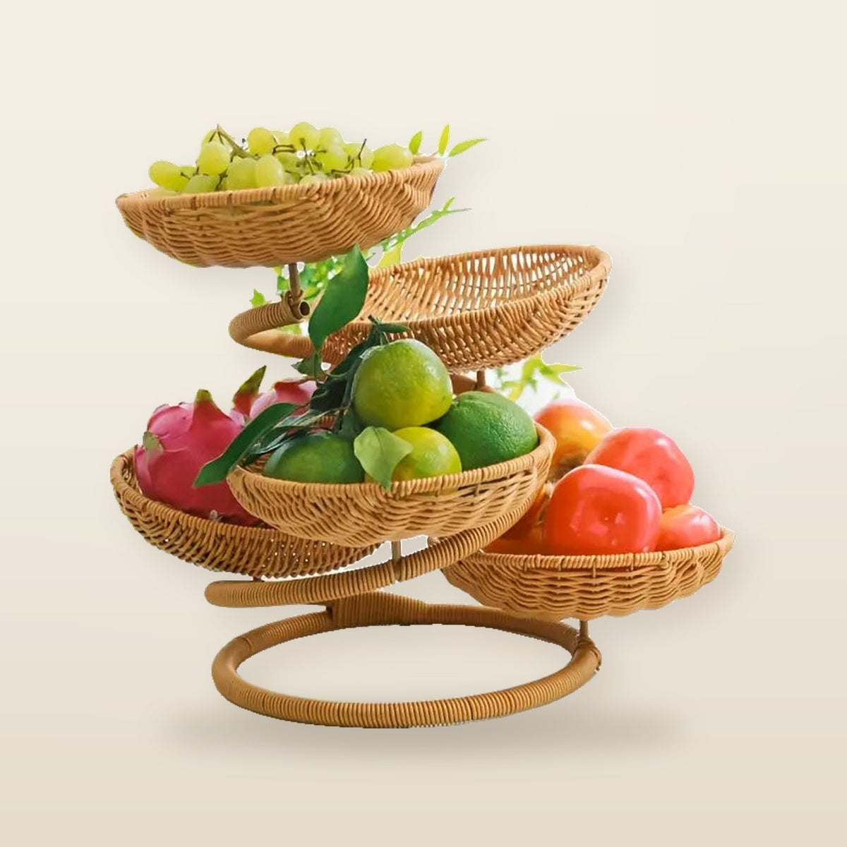 Panier de Rangement à Plusieurs Couches – Imitation Rotin