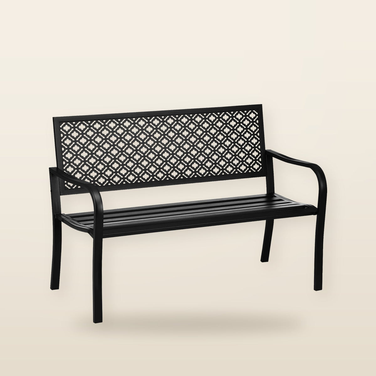 Banc de Jardin en Acier Outsunny avec Dossier Décoratif