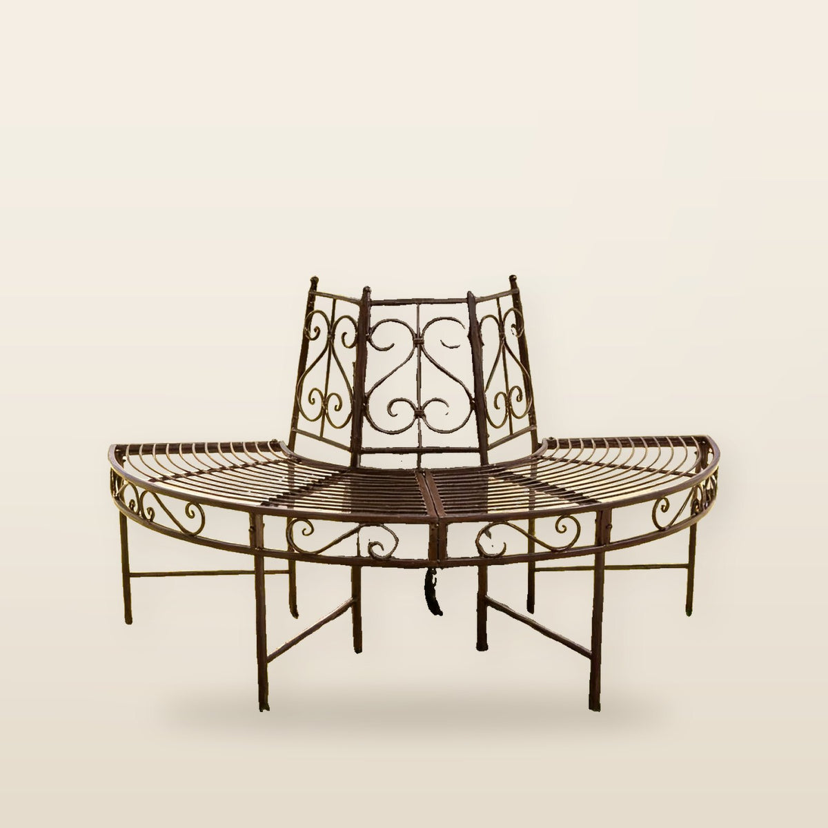 Banc de jardin demi-rond en fer