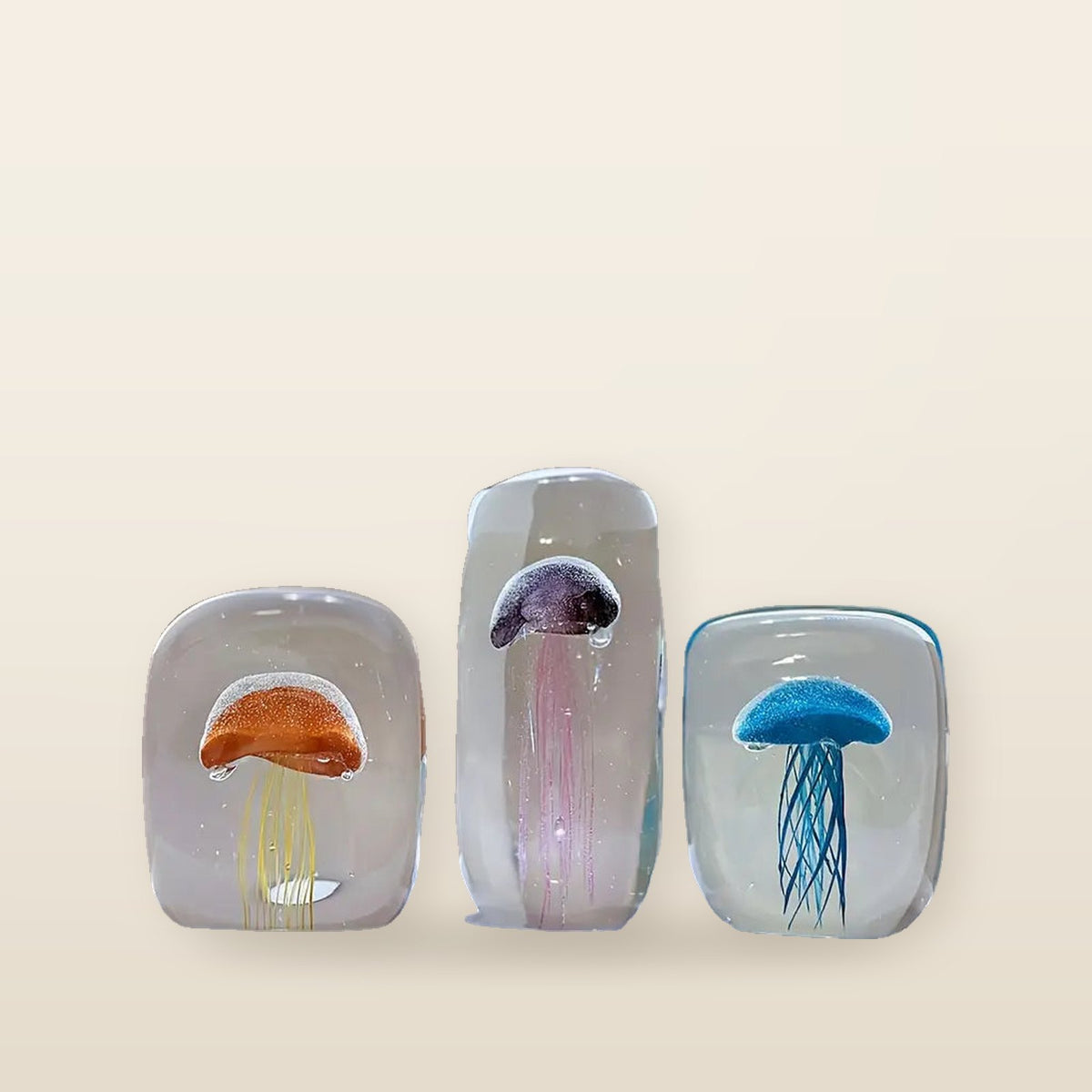Pèse-Papier Méduse en Verre Soufflé à la Main – Sculpture Nautique Artisanale