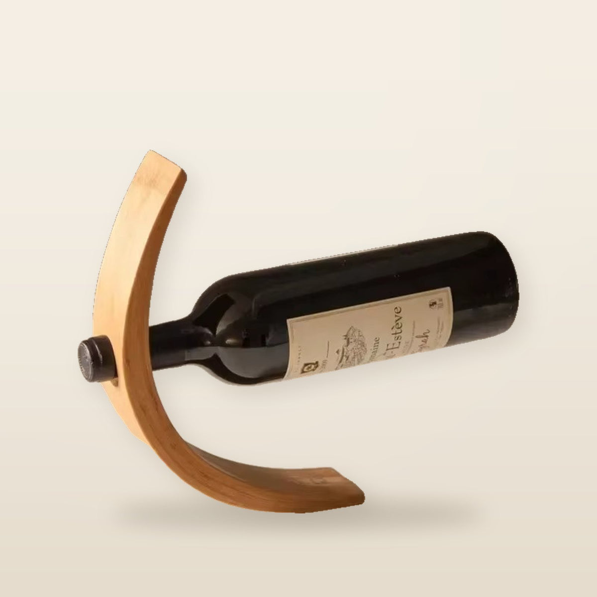 Porte-Bouteille de Vin Suspendu en Bois de Noyer & Bambou