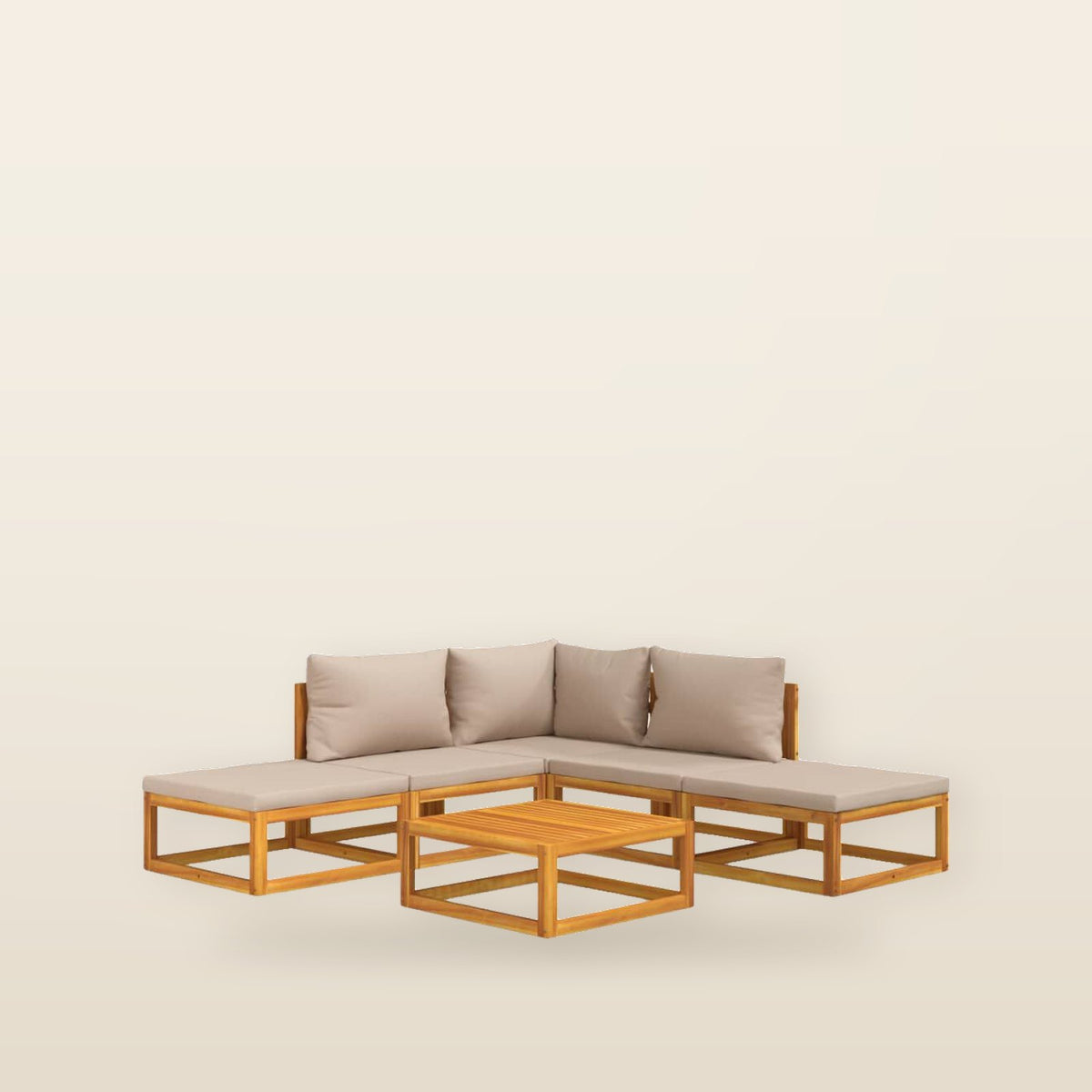 Salon de jardin 12 pièces en bois d’acacia – Taupe