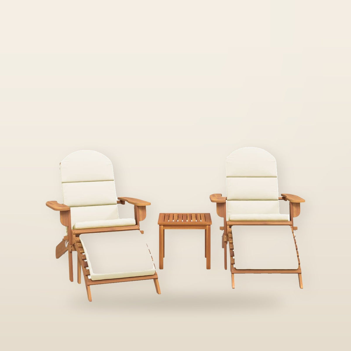 Salon de jardin Adirondack 3 pièces en bois d’acacia massif Blanc
