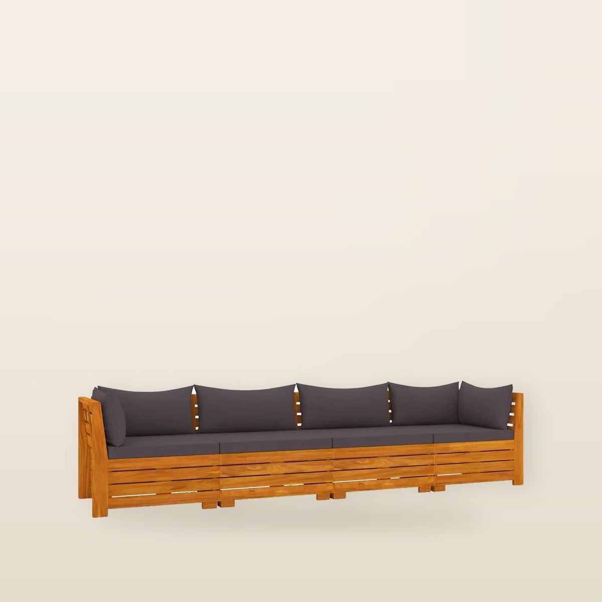 Salon jardin bois acacia 12 pièces + coussins Gris foncé