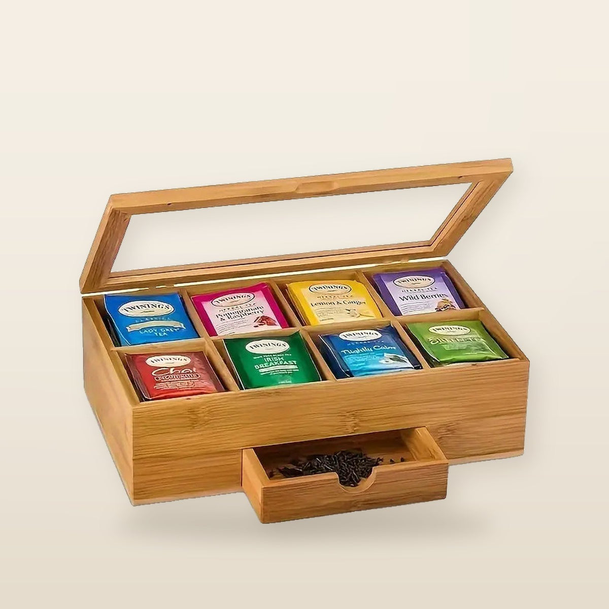 Bamboo Tea Box with Clear Lid