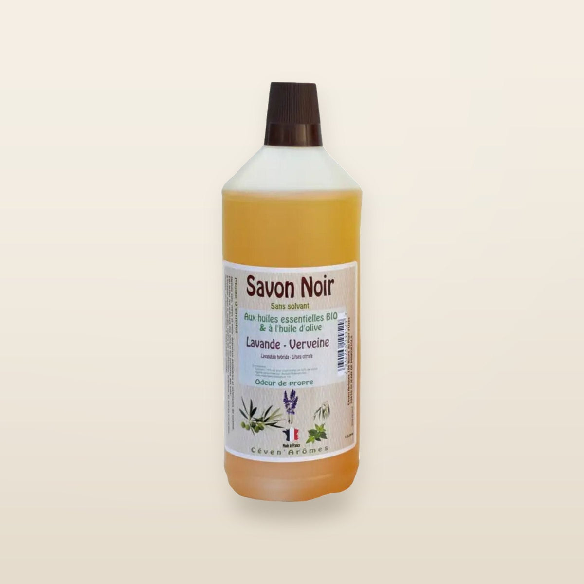 Black Soap With Olive Oil And Organic Lavender Verbena 1L - Céven'Arômes
