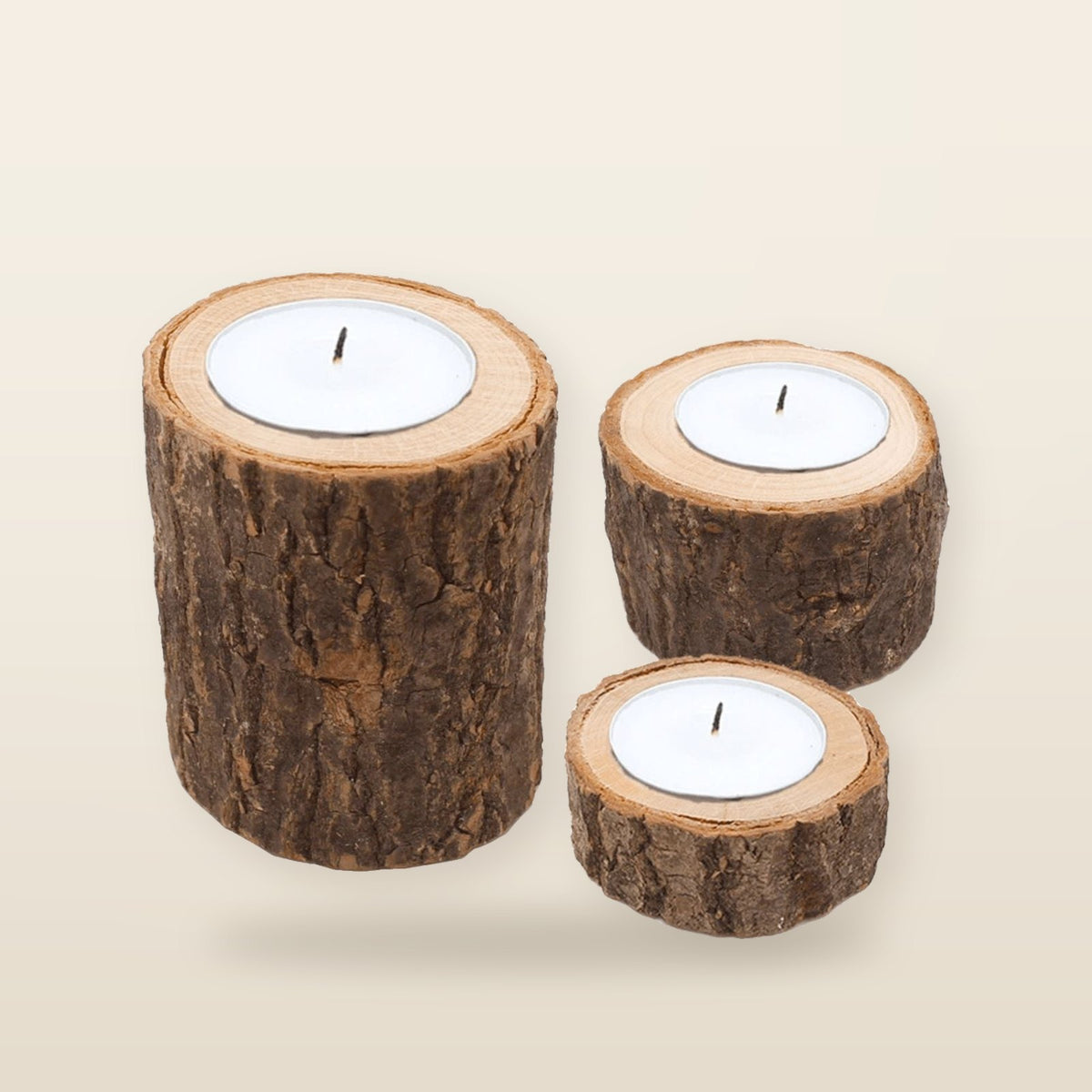 Set of Wooden Candlesticks - Rustic Design