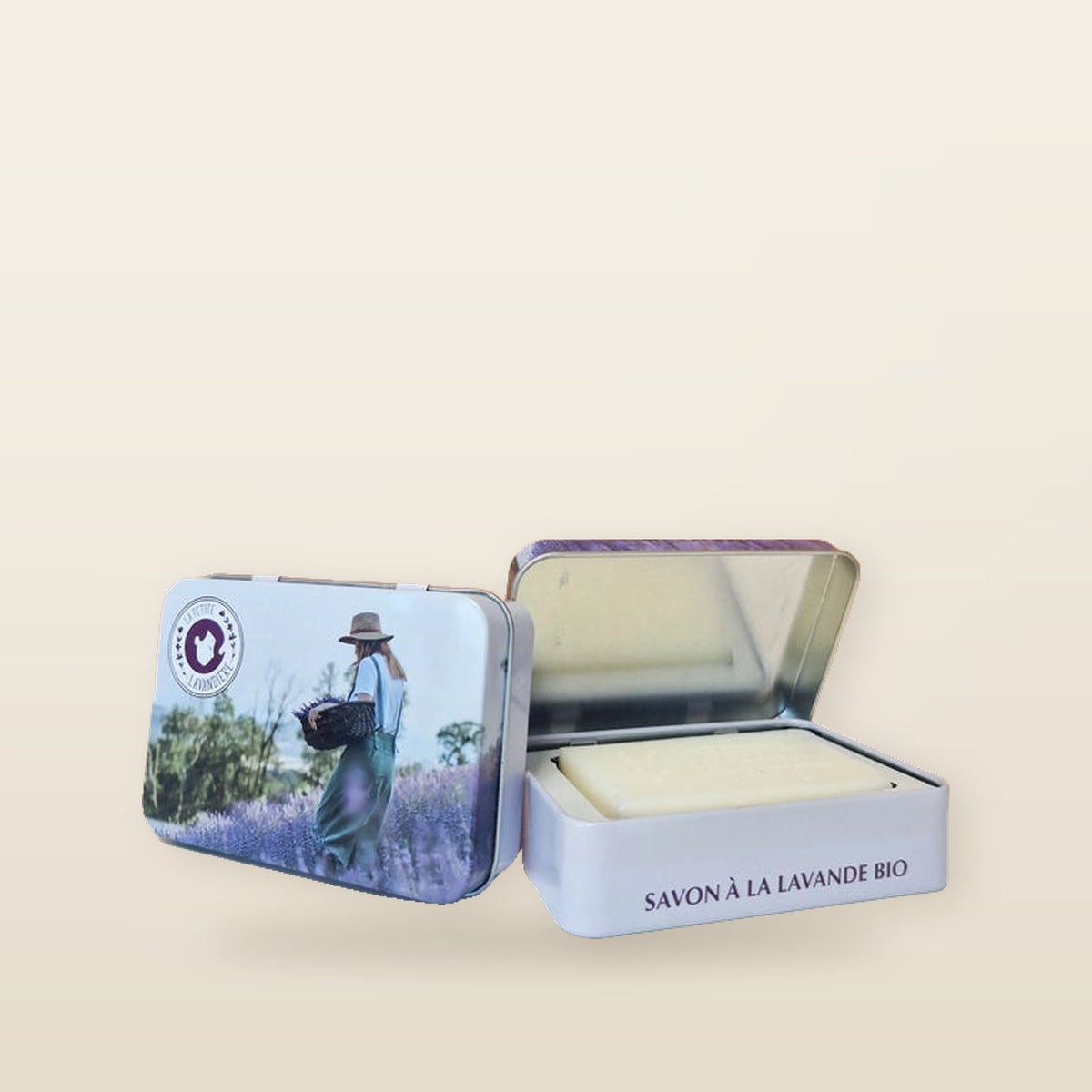 Boite alu & Savon Naturel Lavande Bio "La Petite Lavandière" - Nicolosi Créations