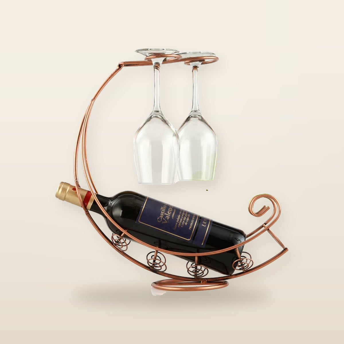Support à Verres & Bouteille de Vin – Style Vintage en Métal